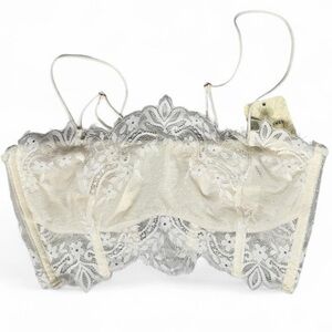 Free People Cream Lace Longline Bralette XS NWT Boho Coquette Fairycore Cottage